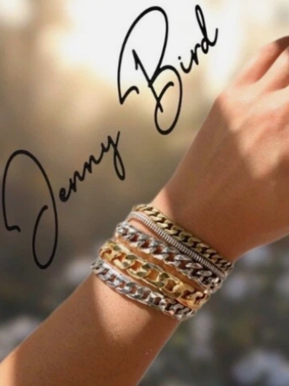 Jenny Bird Austin Cuff Mixed Metal Layered Chain Bracelet - Excellent Condition